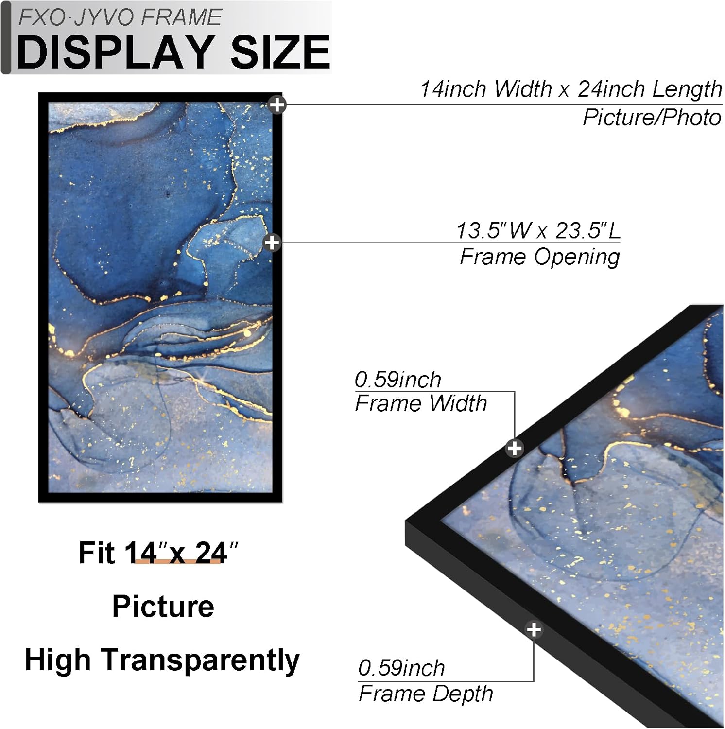 14x24 Poster Frame, Black Frame for 14 x 24 Inch Picture Poster Photo, Light Weight and High Transparent 14 by 24 Frame for Wall - 1 Pack/Black/14 x24
