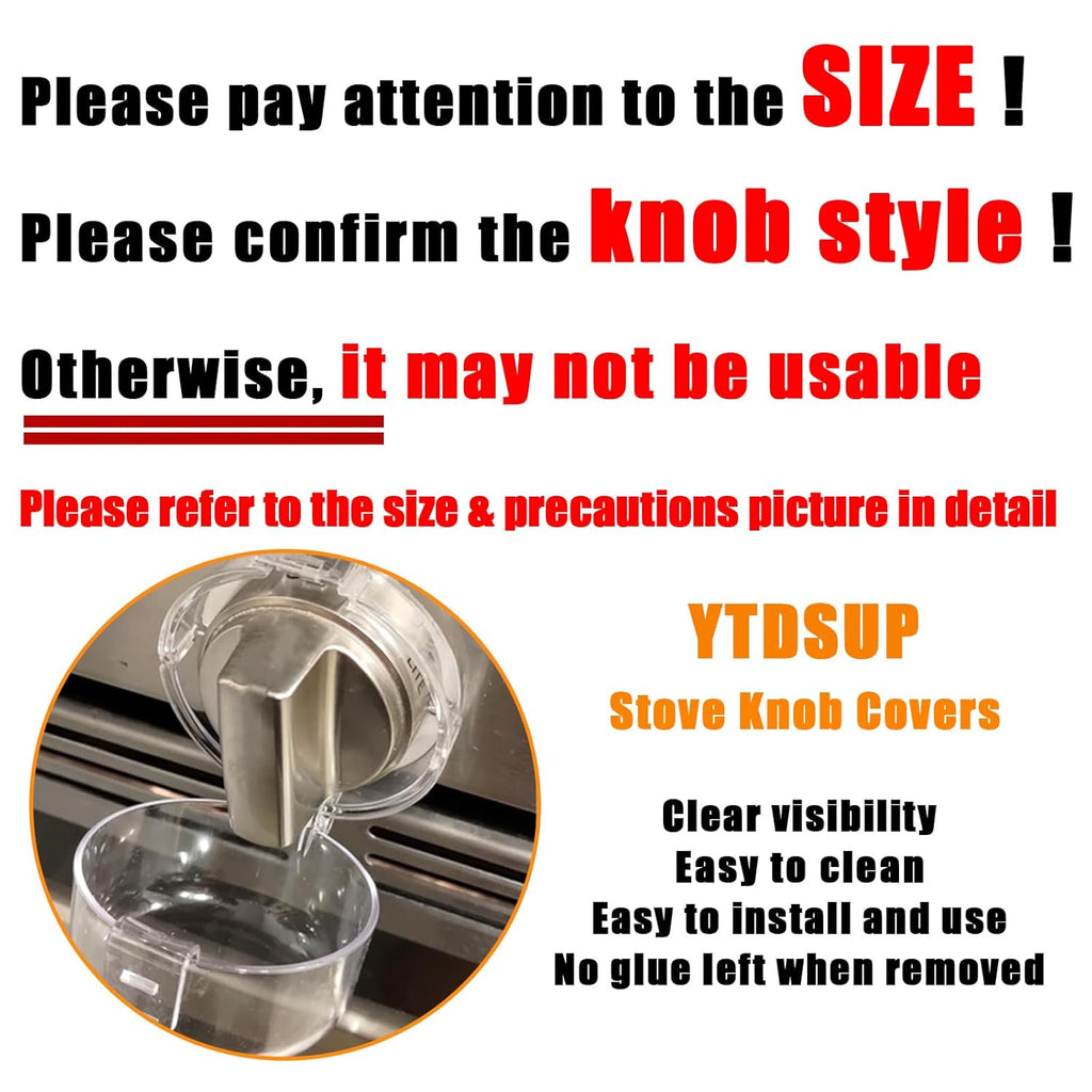 Stove Knob Covers for Child Safety (5 Pack), Stove Knob Safety Covers, Childproof Oven Lock Knob Covers with Adhesive, Prevent Kids-Pets from Gas Stove Knob Locks, Heat-Resistant Upgraded-Clear