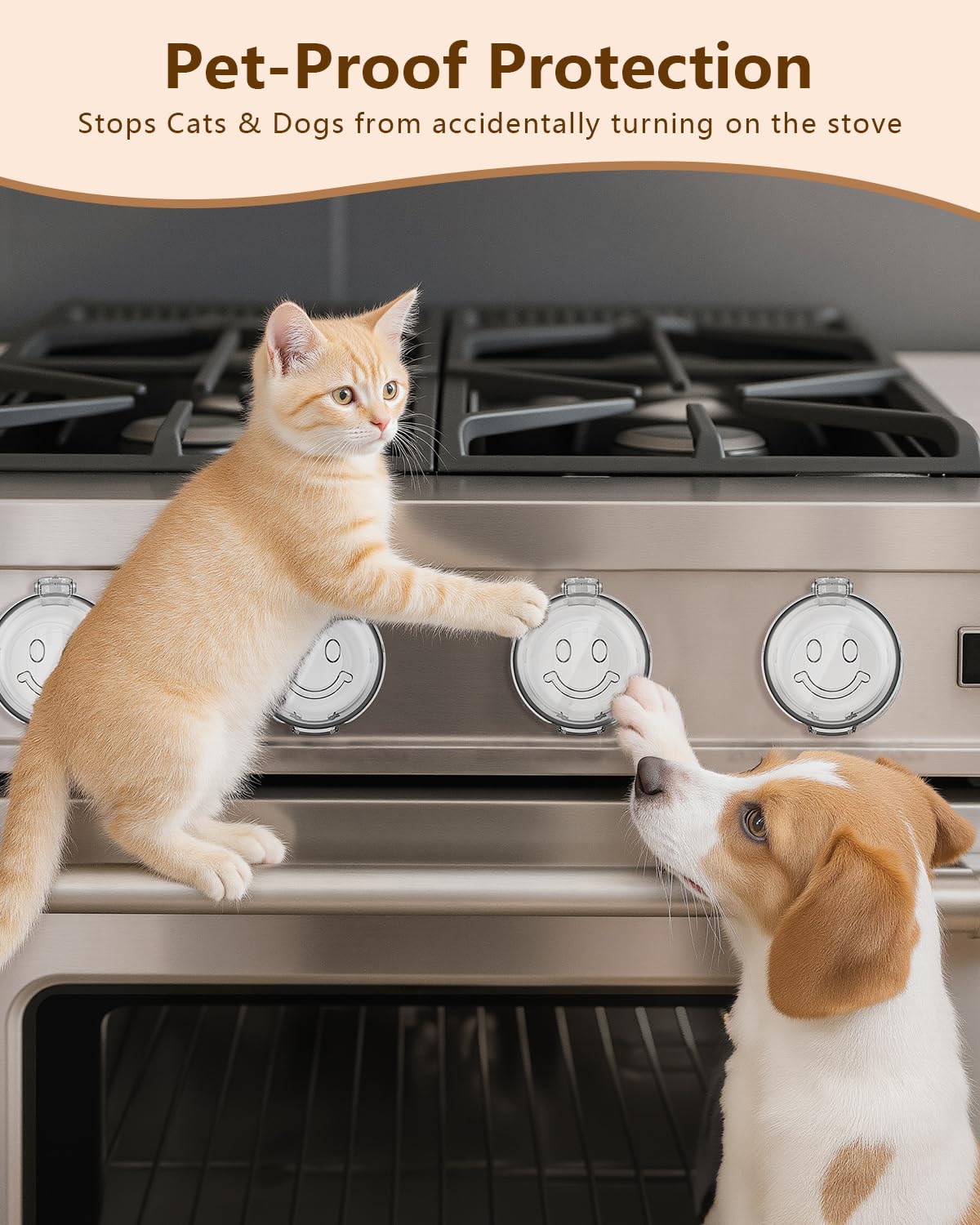 Stove Knob Covers - 5 Pack Heat Resistant Gas Stove Knob Covers with Child Proof Lock & 3M Strong Adhesive, Oil-Proof Oven Knob Covers with Clear Transparent Design, Pet-Friendly