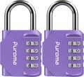Puroma 2 Pack Combination Lock for Locker 4 Digit Outdoor Waterproof Padlock for School, Gym, Sports, Fence, Toolbox, Gate, Case, Outdoor, Hasp Storage (Purple)
