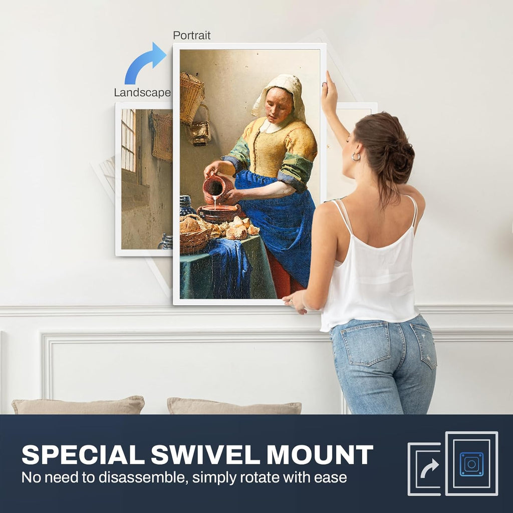 32 Inch FHD Extra Large Digital Picture Frame Touchscreen, 64GB FHD IPS WiFi Digital Photo Frame Remote, Share Photo/Video via Apps, Email, Auto-Rotate, White