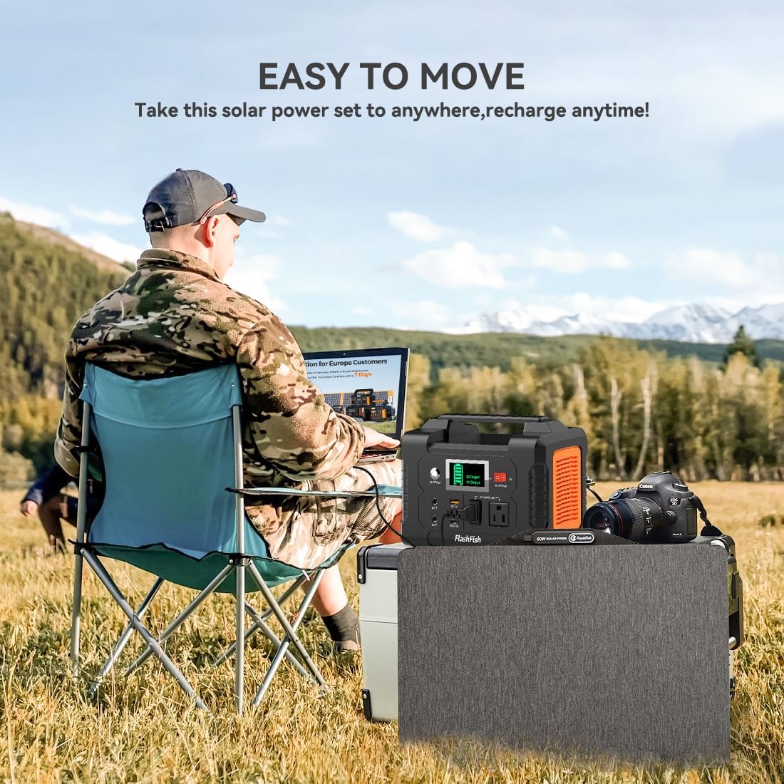 Portable Power Station With Solar Panel Included, Flashfish 200W Solar Generator+60W Solar Panel(DC Output),Backup Power Emergency Power Supply For Home Blackout/RV/Camping
