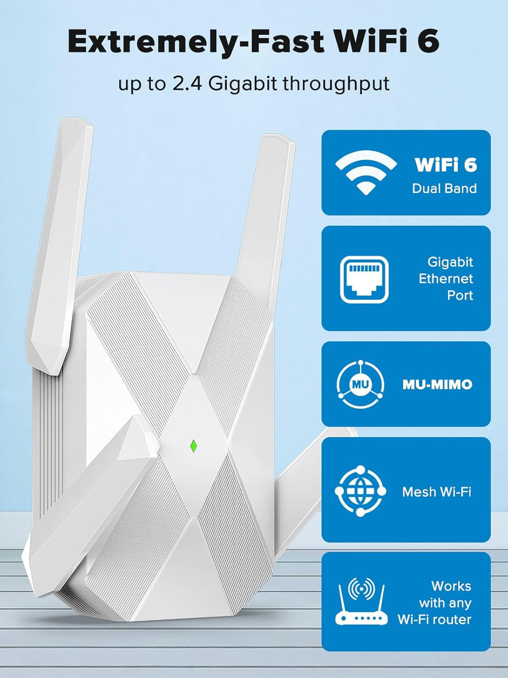 2026 AX3000 WiFi 6 Extender, WiFi Extender Signal Booster for Home-Dual Band (2.4G/5.8G), Gigabit Ethernet Port,Up to 12,000 Sq.Ft. & Support 99+ Smart Devices Easy Setup & Faster Speed (White)