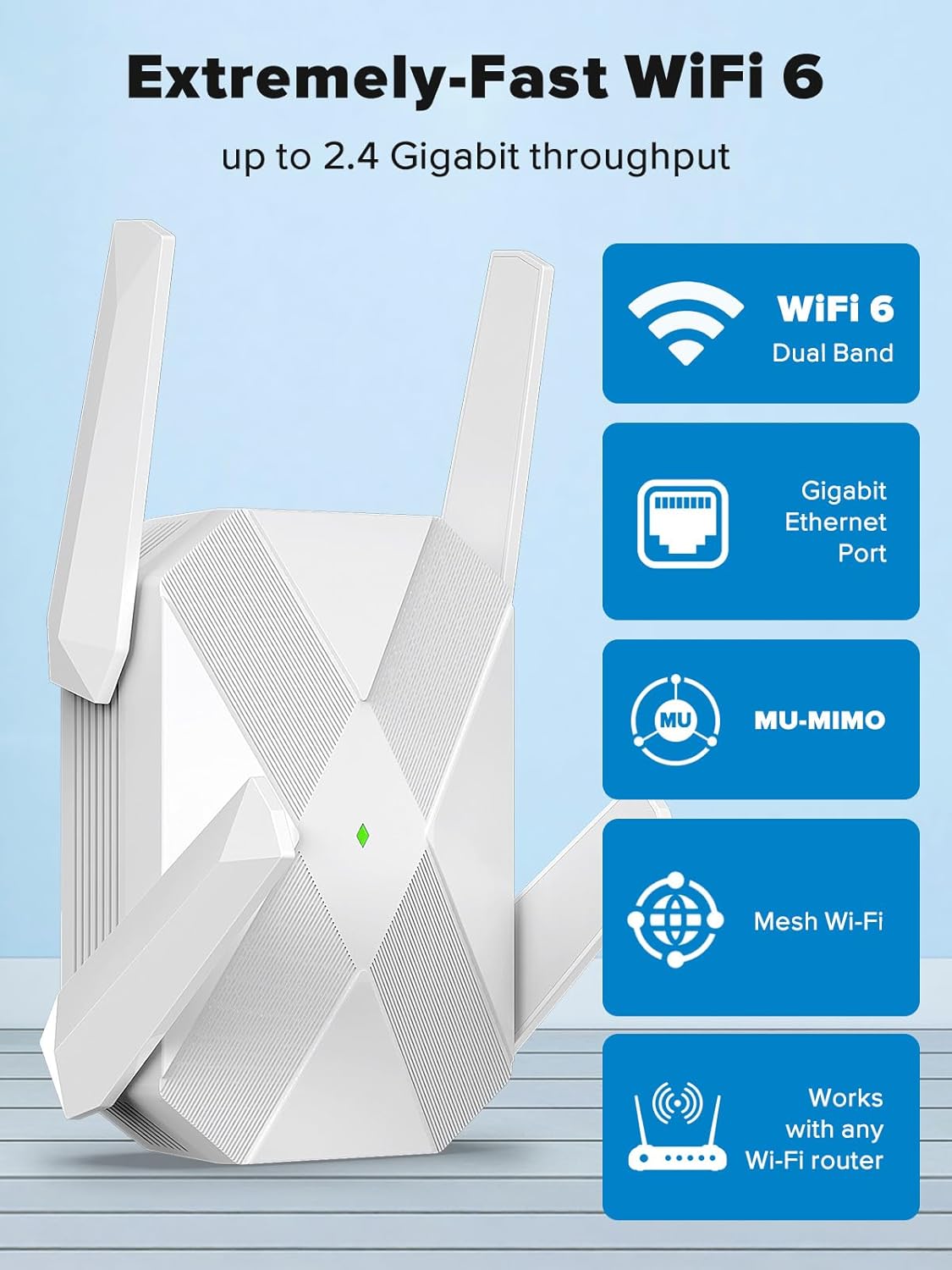 2026 AX3000 WiFi 6 Extender, WiFi Extender Signal Booster for Home-Dual Band (2.4G/5.8G), Gigabit Ethernet Port,Up to 12,000 Sq.Ft. & Support 99+ Smart Devices Easy Setup & Faster Speed (White)