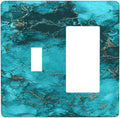 Decorative Outlet Covers Modern Abstract Turquoise Blue Marble Texture 2 Gang 1 Gang Wall Plate Single Toggle Rocker Light Switch Covers Switch Plate Cover for Bathroom Home Decor