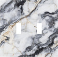 Decorative Switch Plate Covers Black Gold Marble Abstract Modern Luxury 2 Gang Double Toggle Light Switch Cover Plate Electrical Wall Plate Outlet Cover for Bedroom Home Decor