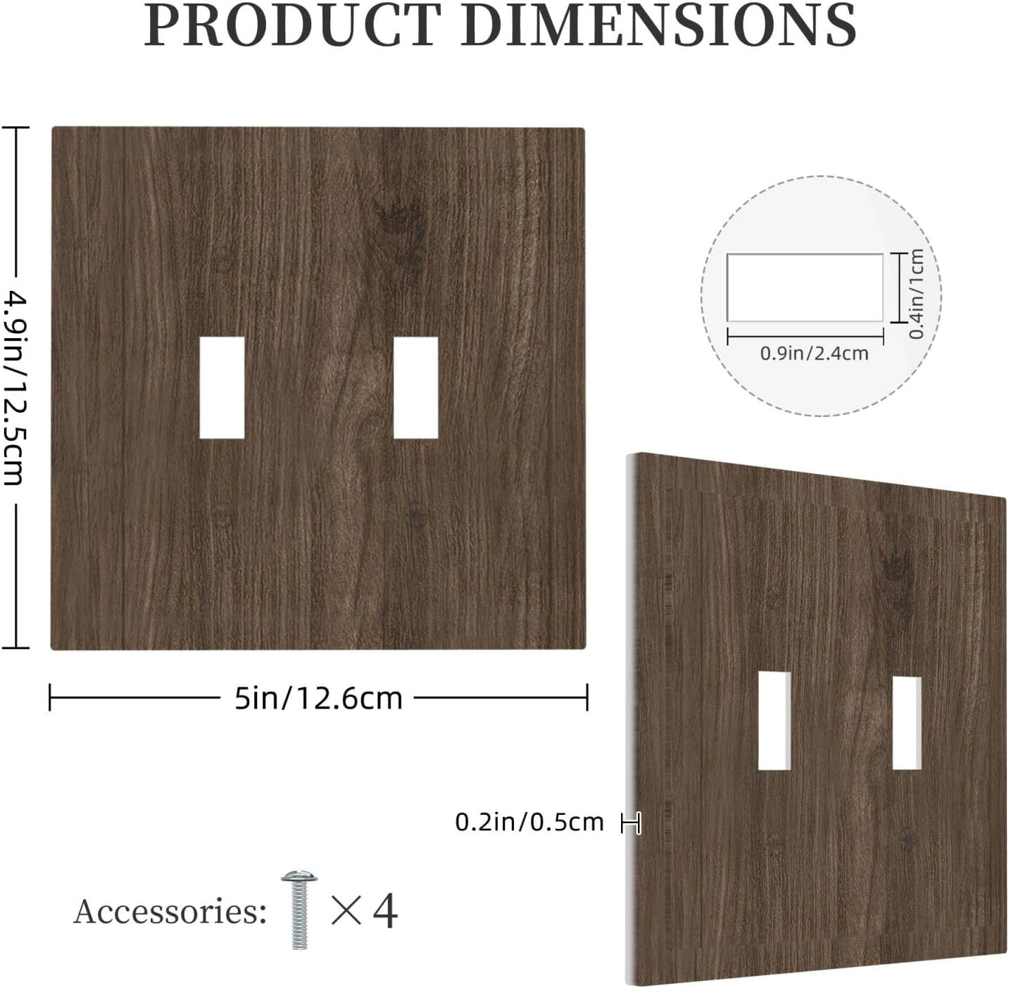 Decorative Switch Plate Covers Rustic Walnut Wood Grain 2 Gang Double Toggle Light Switch Cover Plate Electrical Wall Plate Outlet Cover for Farmhouse Cabin Decor