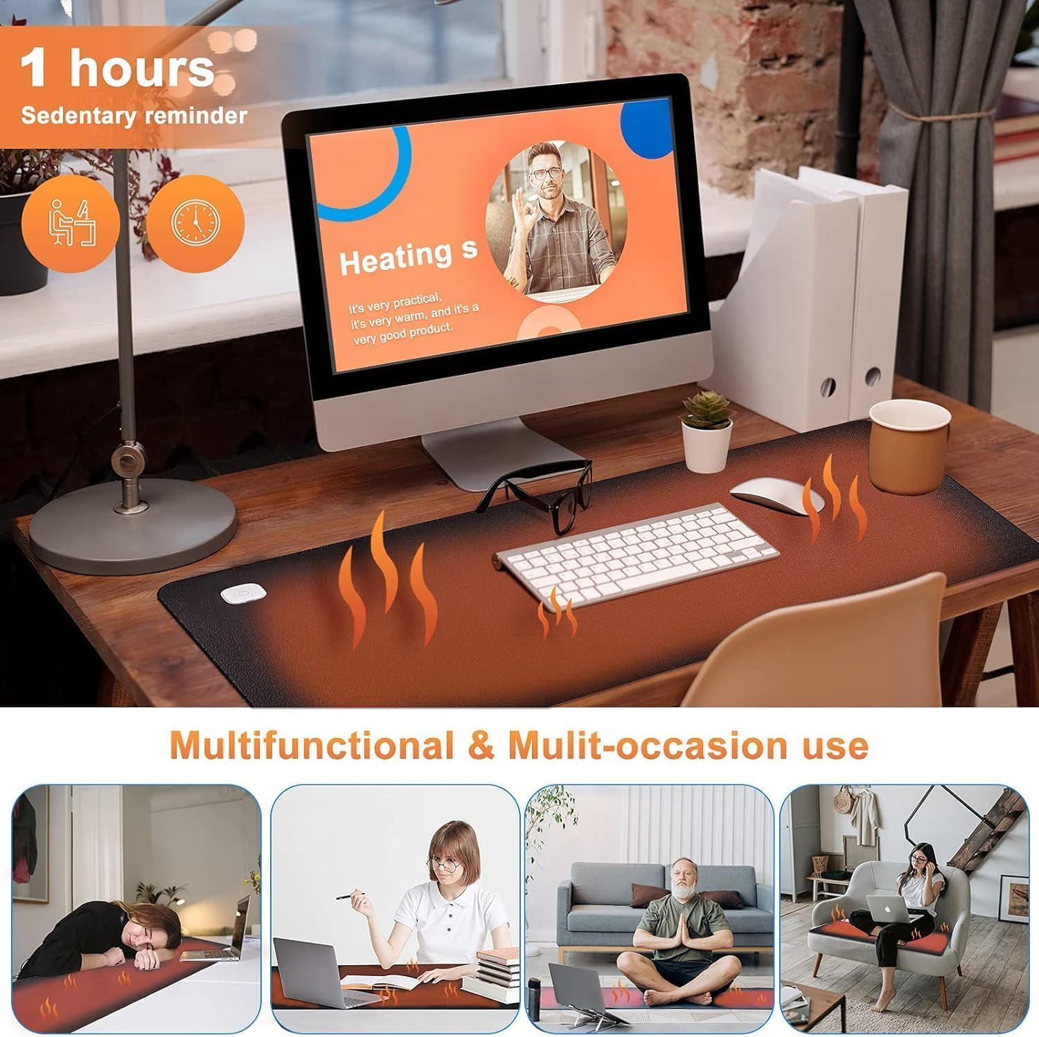 Heated Desk Pad Mouse Pad - Warm Desk Pad,Electric Heating Pad with 3 Heating Levels & 4 Hours Auto Shut-Off,31.5 x 13 inchExtended Edition Gaming Mou