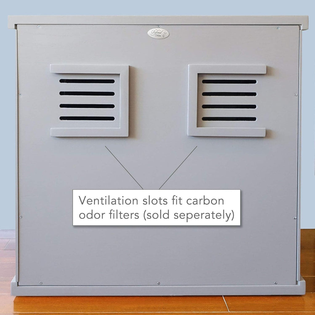 THE REFINED FELINE Cat Litter Box Enclosure Cabinet, Shaker, Smoke Gray, Adjustable Levelers, Large, Hidden Litter Cat Furniture with Drawer