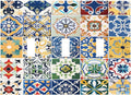 Decorative Switch Plates Moroccan Traditional Mexican Talavera Til 3 Gang Wall Plate Triple Toggle Light Switch Cover Faceplate Electrical Wall Panels for Kitchen Home Decor