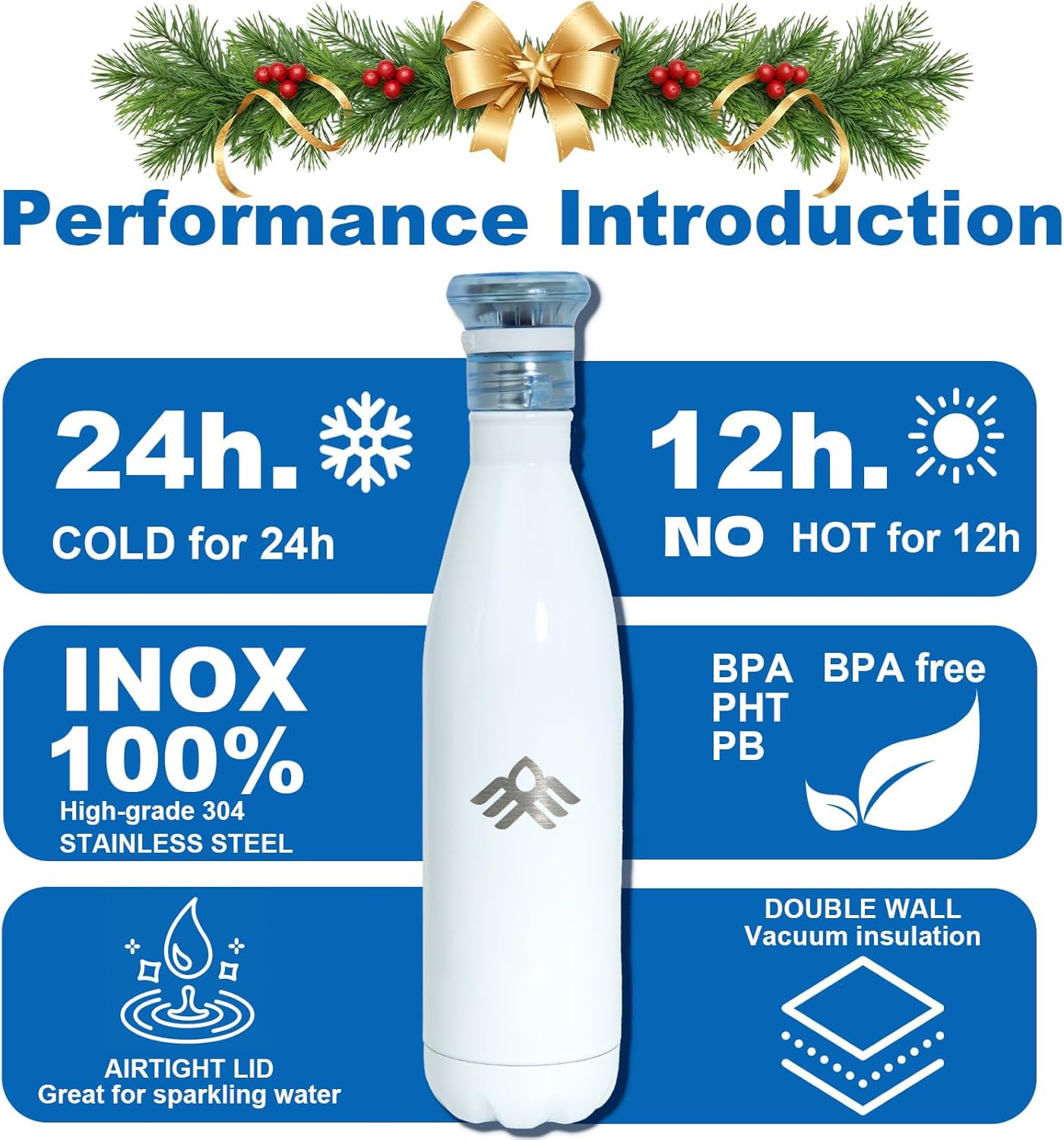Smart Self-Cleaning Water Bottle 17oz Ivory Stainless Steel Insulated Purifying Bottle LED + Activated-Carbon Dual Filtration USB-C Rechargeable BPA-Free for Outdoor, Gym & Office