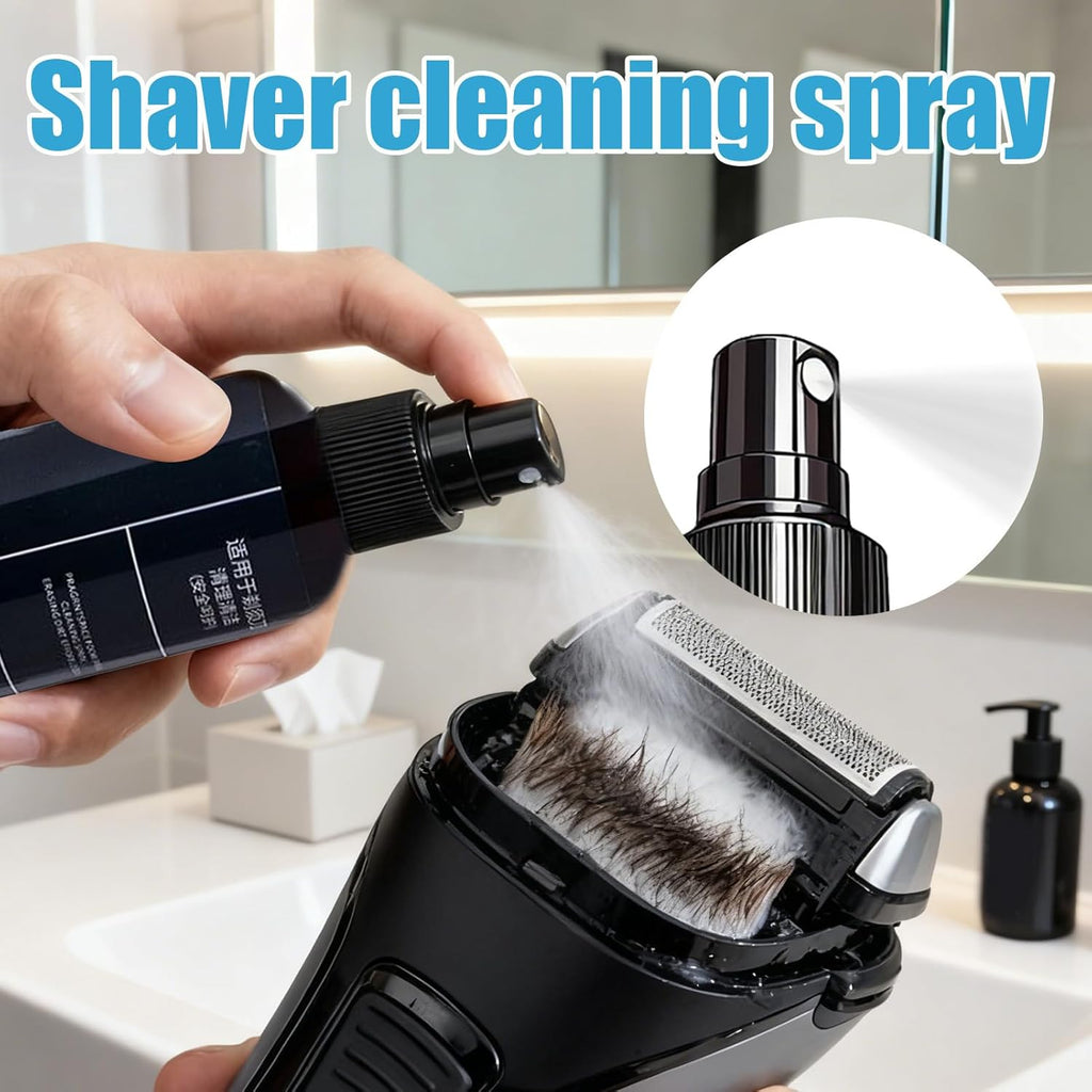 Electric Razor Cleaner- 200ml Shaver Cleaning Solution, Convenient Electric Shaver Blade Cleaner Spray | Portable Professional Cleaning Liquid Solution For Barbershop Home Men Hygiene Maintenance