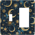 Outlet Covers Modern Abstract Sky Blue Gold Moon Sun Star 1 Toggle 1 Rocker Combination Decorative Wall Plate Electrical Switch Plates Light Switch Cover Plate for Bedroom Kids room Decor
