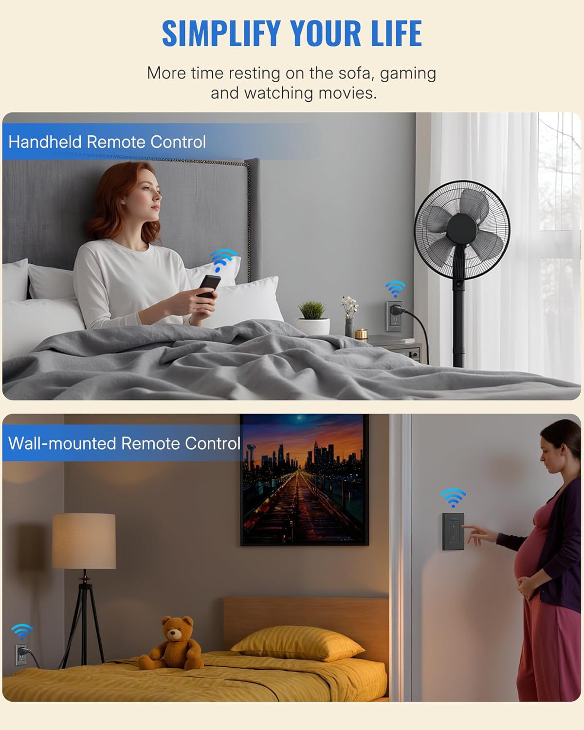 Black Remote Control Outlet Plug, WILAWELS Wireless Light Switch, On Off Remote Switch Outlet for Lights, Lamps, Home Appliance, 100ft RF Range, No Wiring, FCC Listed H05RC1106