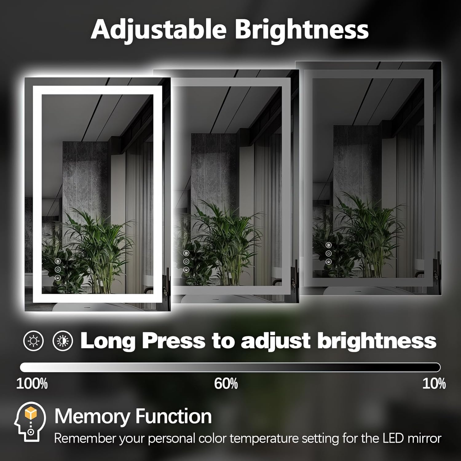 Niccy 32" x 20" LED Bathroom Mirror with Lights, Backlit and Front Lit, Lighted Vanity Mirror for Wall with 3 Colors, Anti-Fog, Shatter-Proof, Memory for Bedroom, Horizontal/Vertical