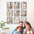 Renditions Gallery Set of 9, 11X14 Custom Photo Prints with Real Wood Picture Frames. Create Personalized Photos with Peel & Stick Photo Frames. Gray Frame