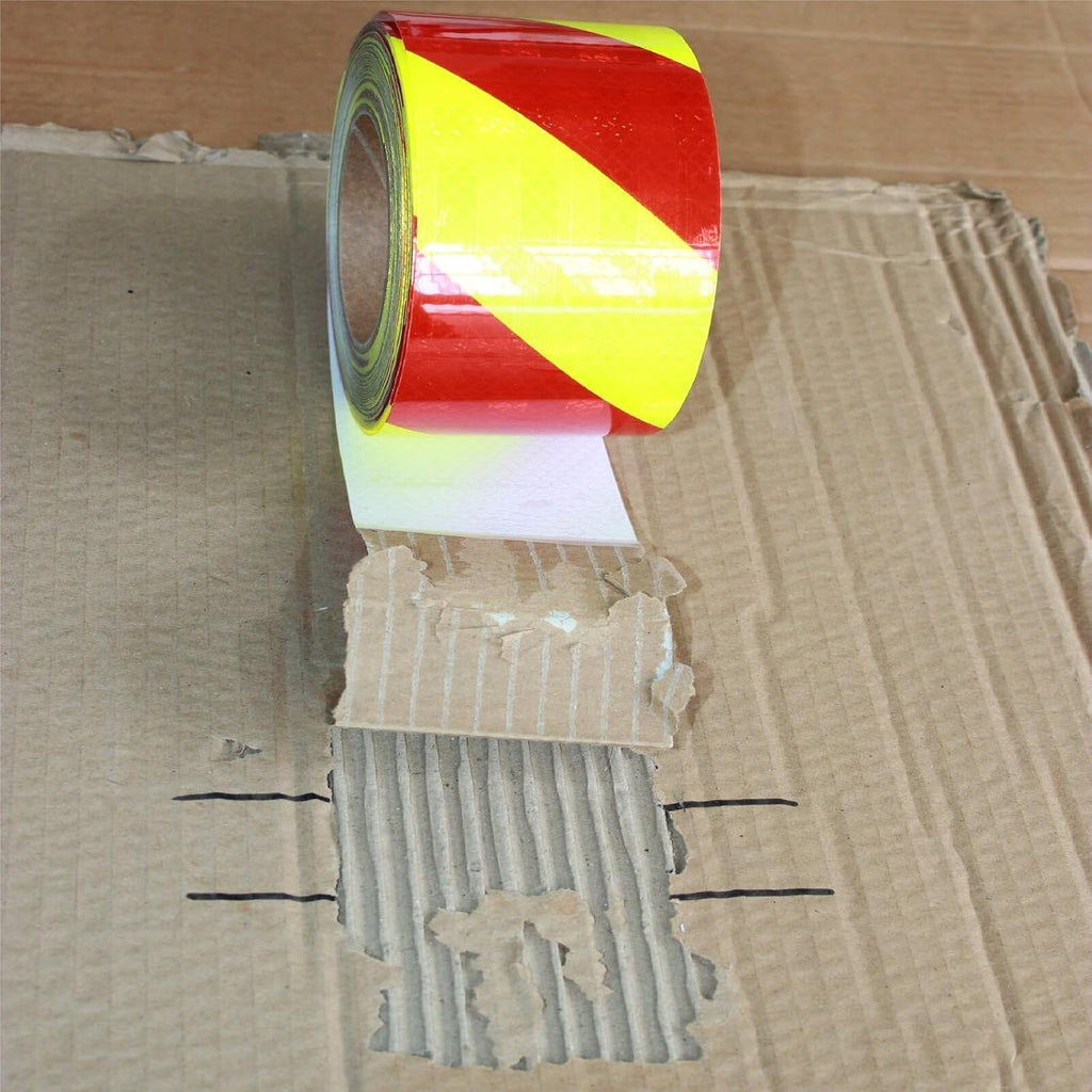 Non Fading Reflective Tape Outdoor Waterproof 4 inch Wide for Truck, High Visibility Warning Safety Industrial Marking Tape (168 feet)
