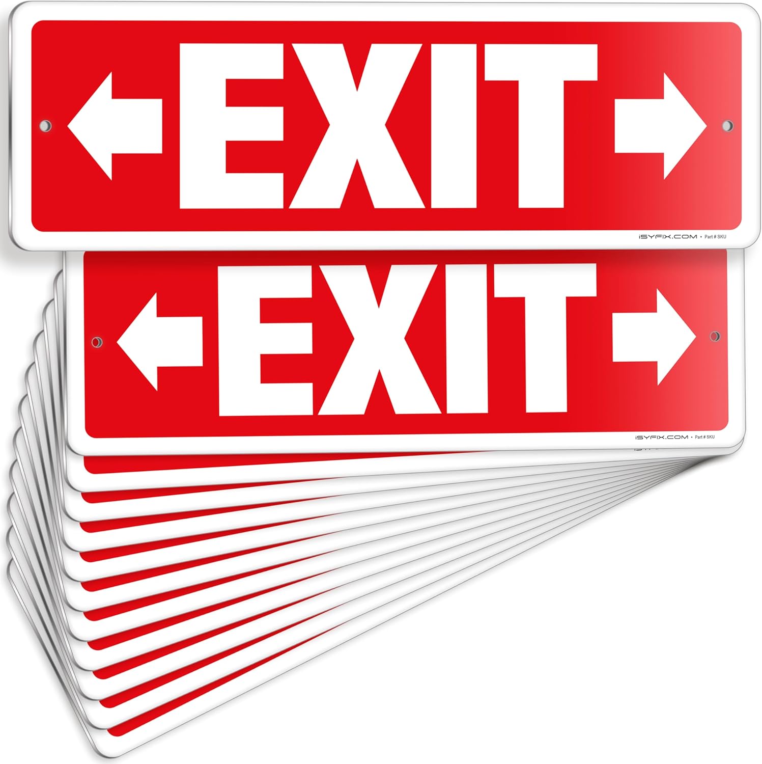 iSYFIX Exit Signs 12 Pack 12x4 Inch with Directional Right & Left Arrows - Rust Free Aluminum, Laminated for UV, Weather, Scratch Resistance - Ideal for Offices, Schools, Theaters, Restaurants