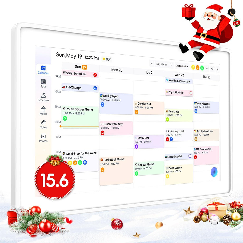 Digital Calendar, 15.6 Inch Wall Planner Electronic Calendar & Chore Chart, Smart Touchscreen Interactive Display for Family Schedules, Great for Organizing Your Routines, Wall & Desk Mountable White
