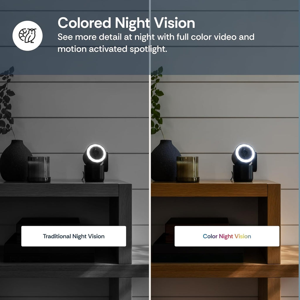 Luna 2K Indoor Cameras for Home Security, 2.4GHz & 5GHz WiFi, 360-Degree Pan-Tilt, Built-in Spotlight, Human Auto Tracking, Siren, Pet/Dog/Baby Camera with Phone app, Black (2025 Upgrade Version)