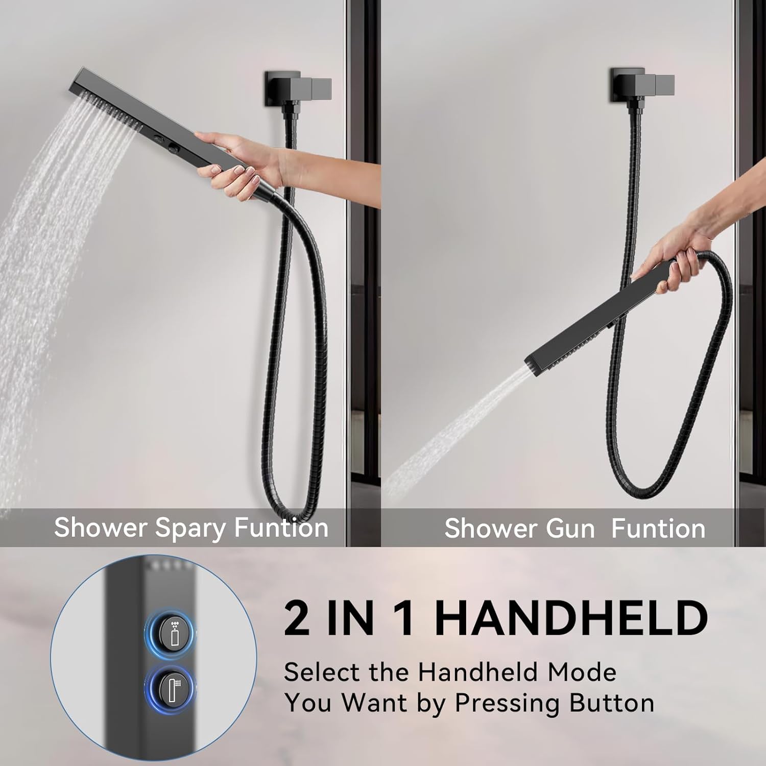 Shower Systems with Rain Shower and Handheld,STARBATH Dual Head 12+6" Rainfall Shower Can Run All Together, Wall Mount Shower Faucet Set with Pressure Balance Valve and Trim Kit, Matte Black