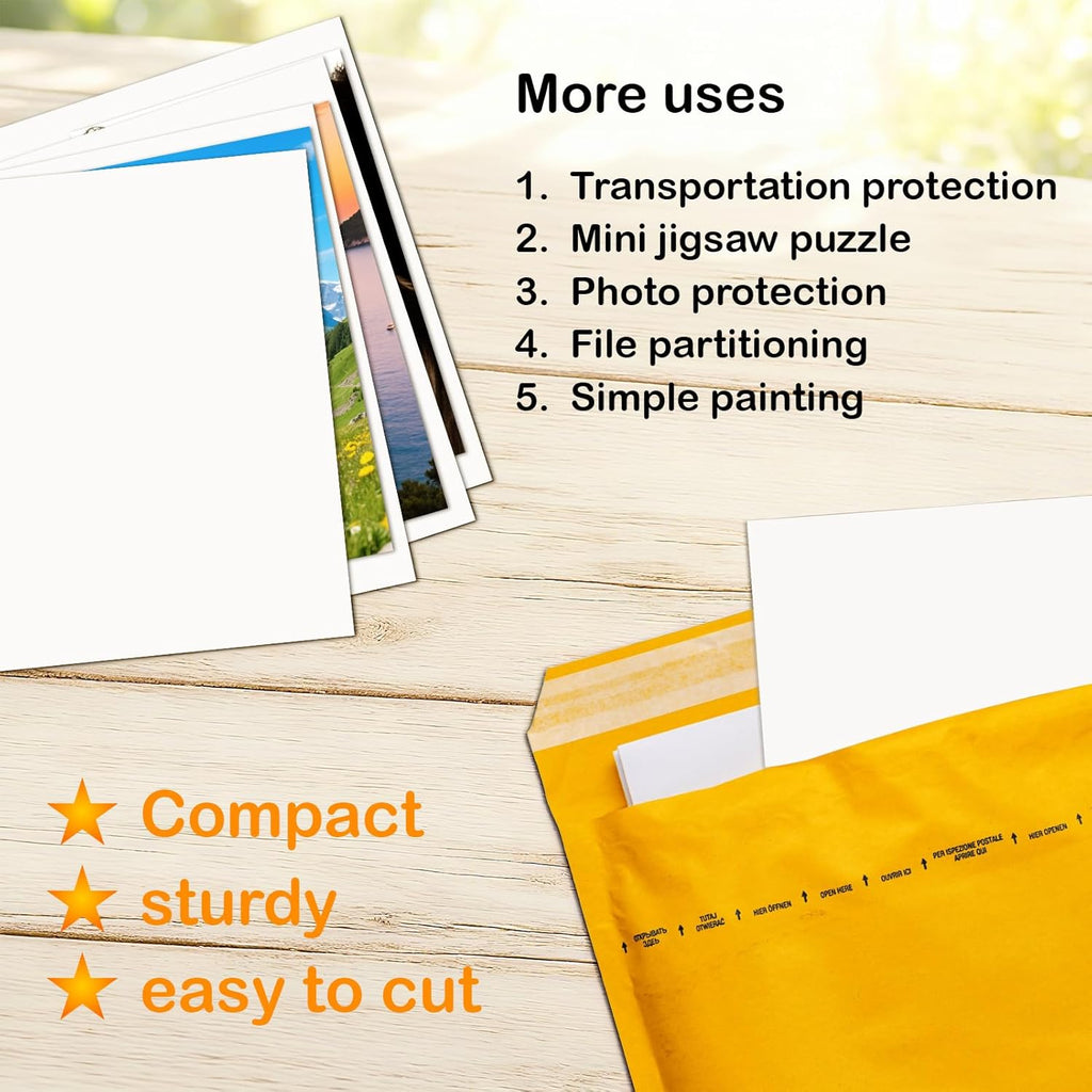 Calenzana 3.5x4.5 White Corrugated Cardboard Sheets, Flat Card Boards Inserts for Crafts, Packing, Shipping, Moving, Mailing, 200 Pack