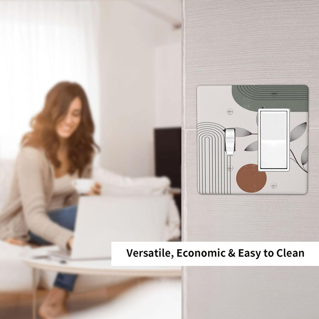 Outlet Covers Sage Green Boho Nature Art Minimalist Geometric Plant 1 Toggle 1 Rocker Combination Decorative Wall Plate Electrical Switch Plates Light Switch Cover Plate for Bedroom