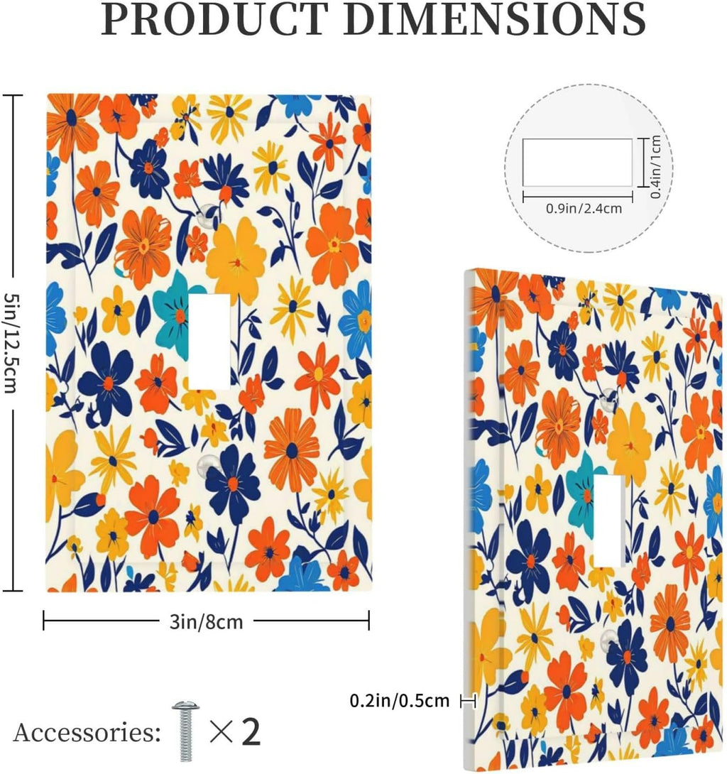 Nature Flowers Botany Plant Art Floral Decorative Light Switch Cover 1 Gang Single Toggle Decorator Outlet Wall Plate Device Electrical Faceplate Switchplates for Bedroom Bathroom Decor