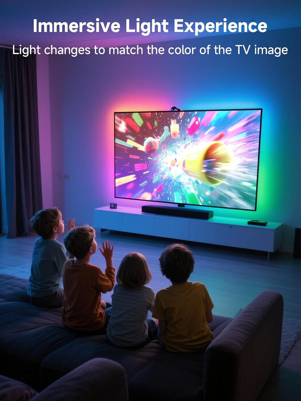 GIPOYENT TV LED Backlights with Camera, 10.5FT RGB Lights That Change with for 32-50 InTV, Music Sync LED Light with Smart App Control - RGB Color Changing Light Strip for Bedroom