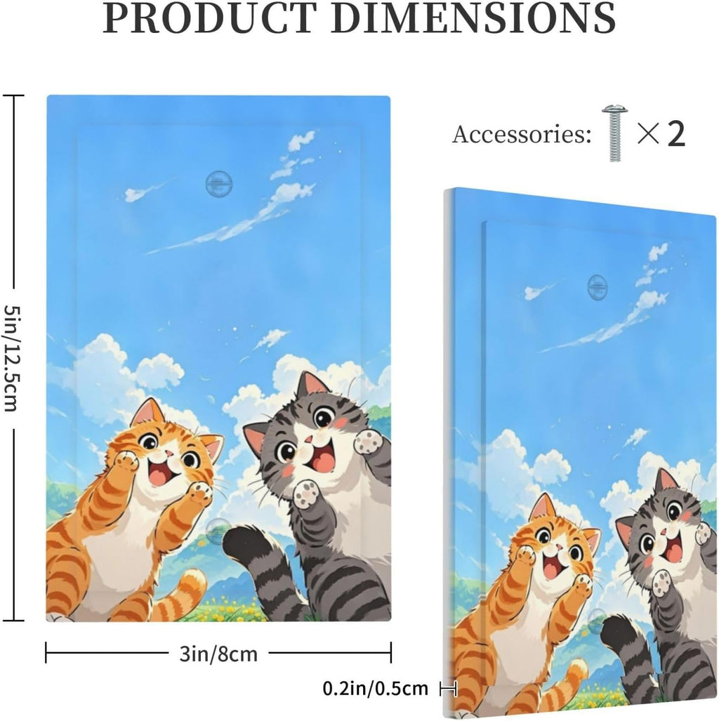 Light Switch Cover Plate Orange Gray Cute Cat Sky Cloud Cat S Paw 1 Gang No Device Blank Electrical Wall Plates Faceplate Decorative Switch Plate For Kids Room Nursery Decor
