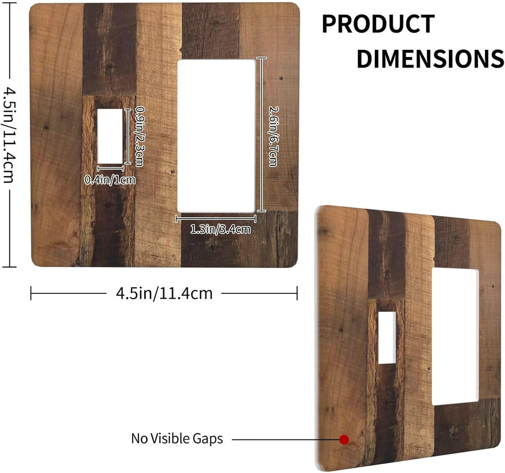 Rustic Brown Wood Vintage Wood Board Outlet Covers 1 Toggle 1 Rocker Combination Decorative Wall Plate Electrical Switch Plates Light Switch Cover Plate For Farmhouse Cabin Decor