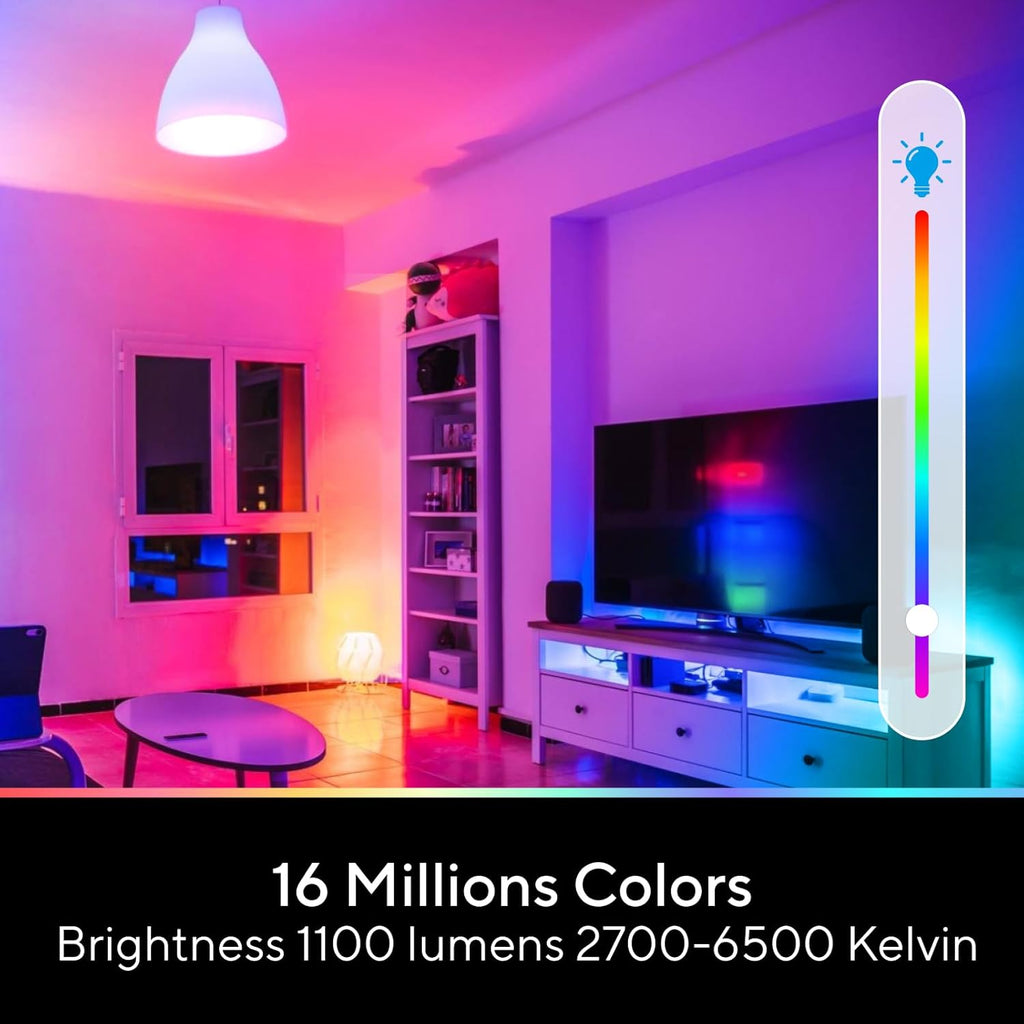 U-tec Smart Light Bulbs, 1100 Lumen, 90+CRI WiFi Mesh & Bluetooth Color Changing A19 Light Bulb, 16 Million DIY Colors RGB Light Bulbs, Compatible with Alexa, Google Assistant Home App, 2 Pack