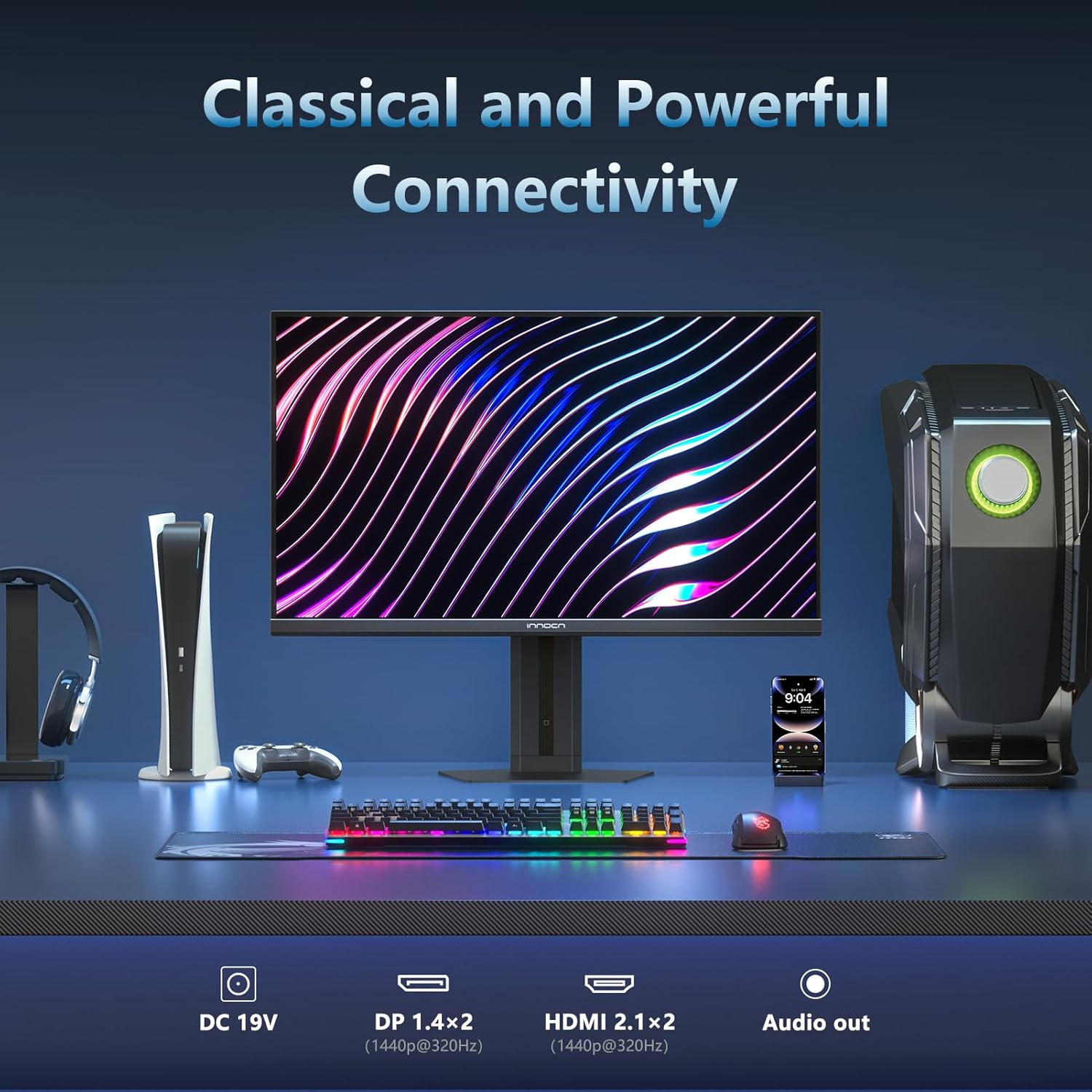 INNOCN 27" Gaming Monitor 2K QHD 2560 x 1440P 240Hz 320Hz 1ms IPS PC Computer Display, HDMI 2.1, DP 1.4, HDR 400, Eyes Care, Height/Pivot Adjustable, VESA Mountable, 27G2T