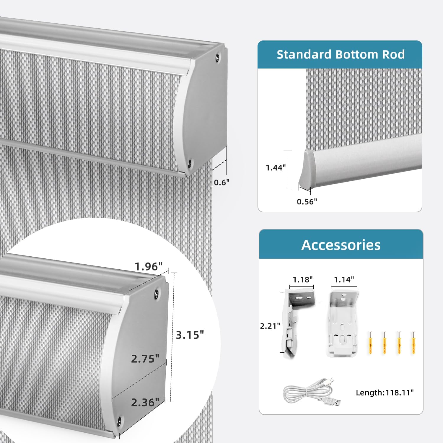 SmartWings Motorized Roller Shades 5% Openness Work with Homekit, Alexa SmartThings Google, Zigbee Motor Smart Blinds for Windows, Cordless Remote Window Shades, Rechargeable, Customized, White Grey