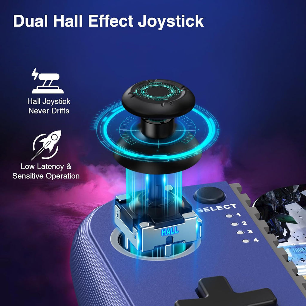 NealGamefy Phone Controller for iPhone/Android - Mobile Gaming Controller with Hall Effect Joystick, Phone Case Support,Turbo Function, Dual Vibration- Phone Controller Compatible with More Games