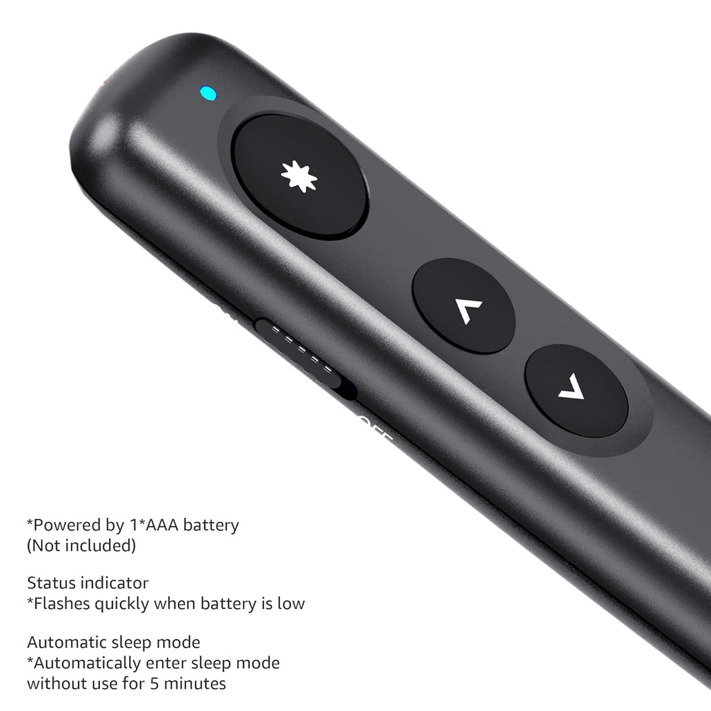 Amazon Basics Wireless Presenter, Red Laser, 2.4GHz, Battery Operated, Hyperlink