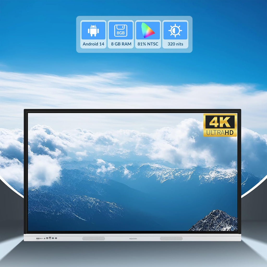 55 Inch 4K Smart Board - Google EDLA-Certified Interactive Whiteboard, Android 14 OS, 50-Point Touch, Wireless Casting - Digital Whiteboard for Classrooms & Hybrid Offices (Board Only)