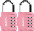Puroma 2 Pack Combination Lock for Locker 4 Digit Outdoor Waterproof Padlock for School, Gym, Sports, Fence, Toolbox, Gate, Case, Outdoor, Hasp Storage, Cabinets (Rose Pink)