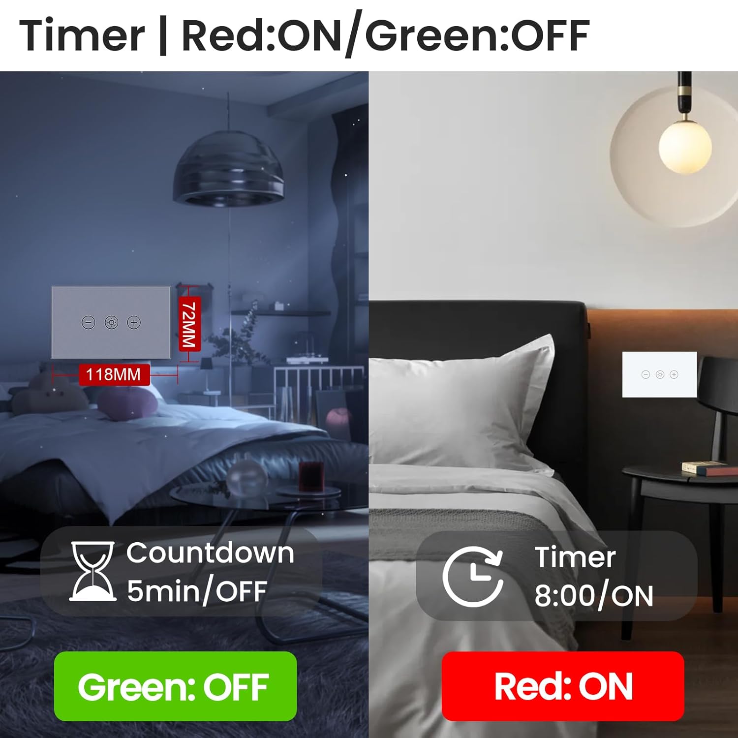 Smart Dimmer Switch Neutral Wire Required, 2.4GHz WiFi Dimmer Light Switch with Remote Voice Control, Tempered Glass Panel, Compatible with Alexa and Google Home, White WiFi Dimmer