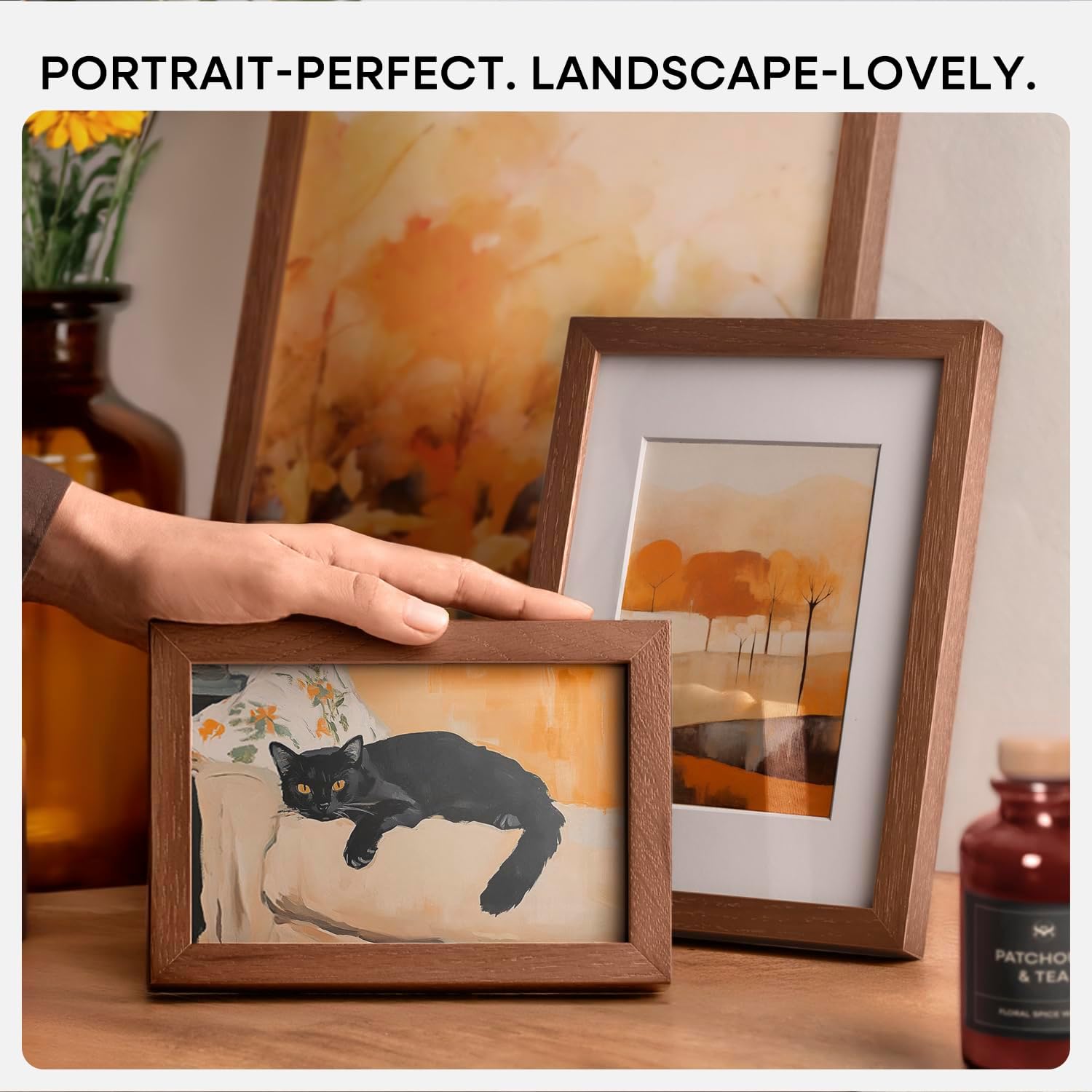 Homeforia 15x21.25 Puzzle Frame Brown, High End Dark Oak 15 x 21.25 Picture Frame Wood without Mat, 21.25x15 Wooden Walnut Poster Frames for Wall, 15 by 21.25 Frame, Tempered Glass, Wall Kit, Set of 1