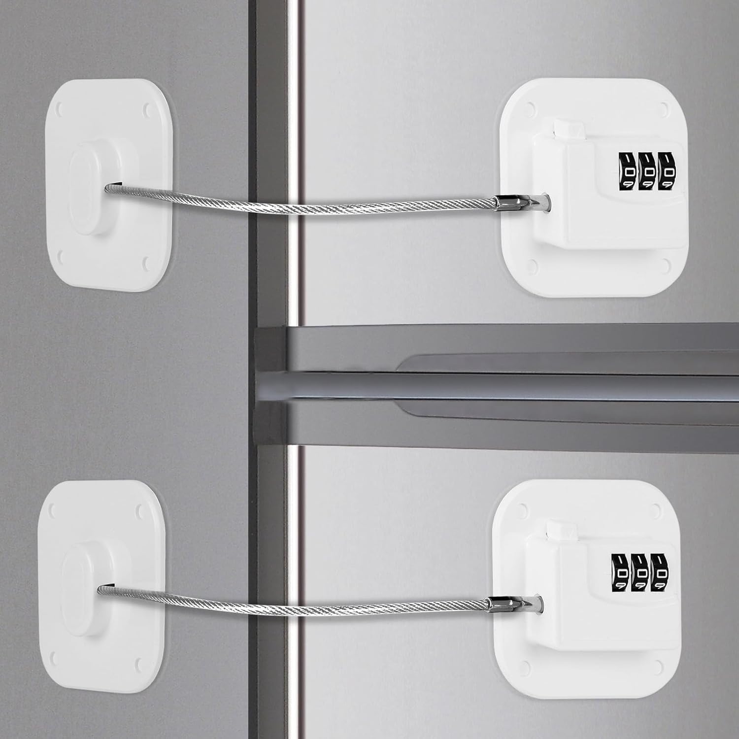 Refrigerator Lock, Combination Lock for Refrigerator Cabinets, Drawers, Heavy Duty Fridge Lock, Easy Install No Keys Needed (White-2Pack)
