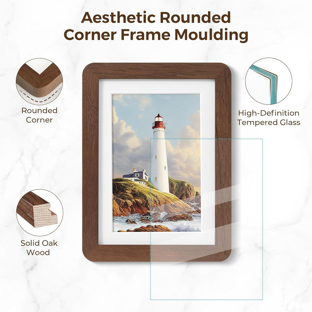 27x40 Picture Frame, 27 x 40 Poster Frame - Solid Oak Wood, 27 by 40 Frame with Tempered Glass, Rustic Wooden 27"x40" Frame with Mat for 24"x36", Minimalist 27x40 Frames for Wall, Walnut Color, 1 Pack