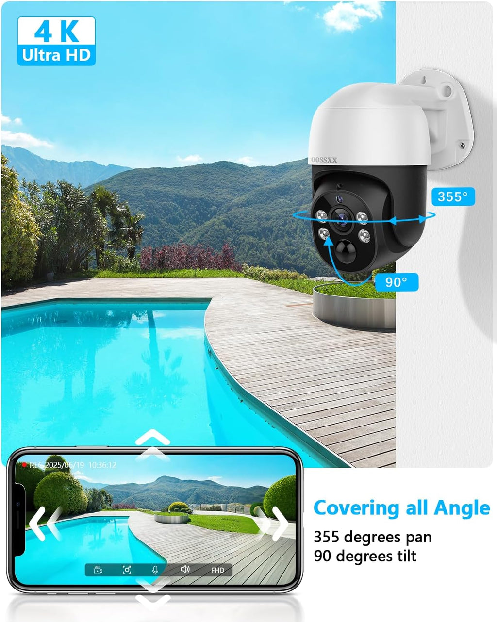 4K PT PoE Outdoor Wired Security Camera System Home Wired Cameras Video Surveillance