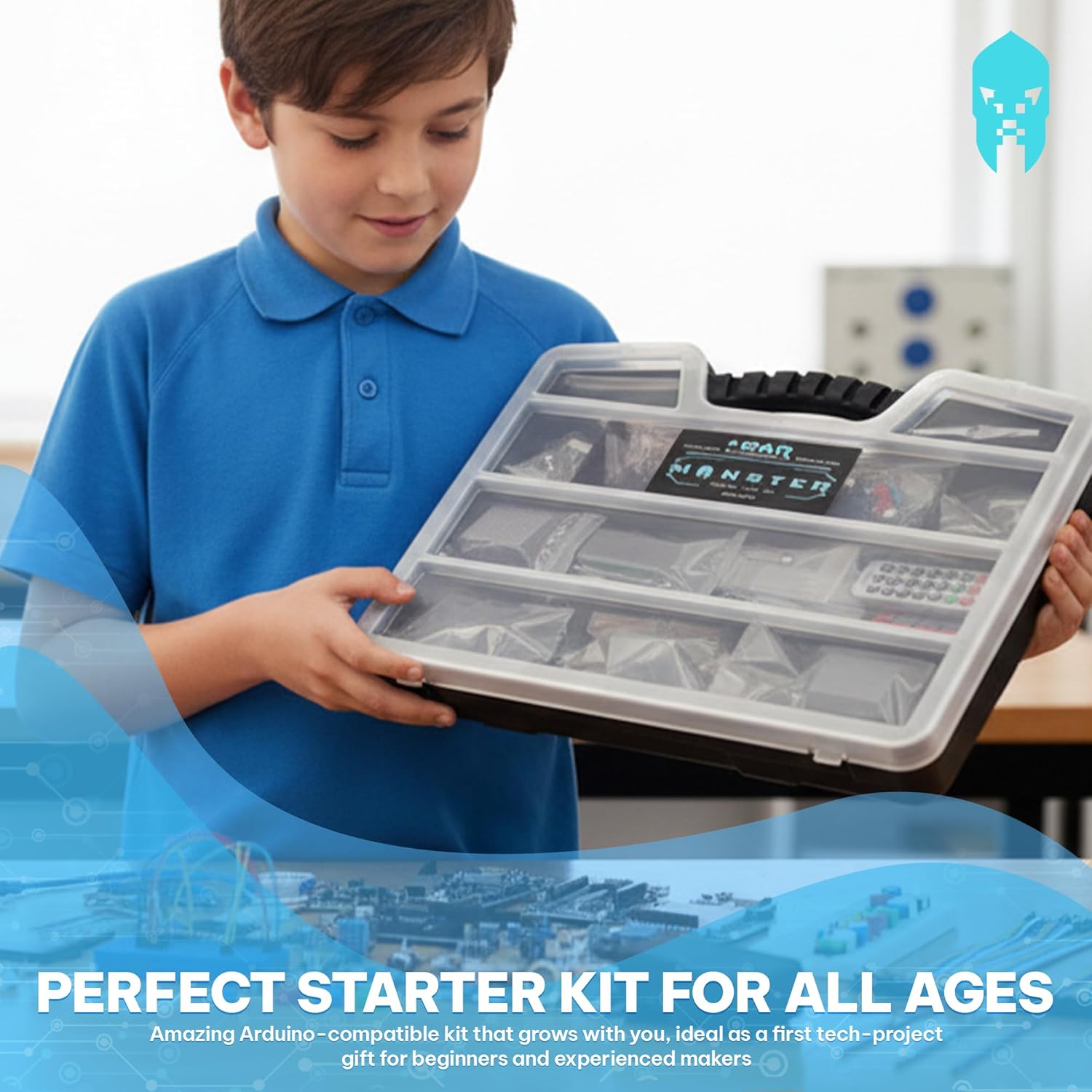 GAR Monster Starter Kit for Arduino - Robotics & IoT Development| Comprehensive 5-Board Set: Uno R3, Mega 2560, Nano V3, ESP32 WiFi+BT, ESP8266 NodeMCU | 25 Sensors, Tutorials & Organizer Toolbox