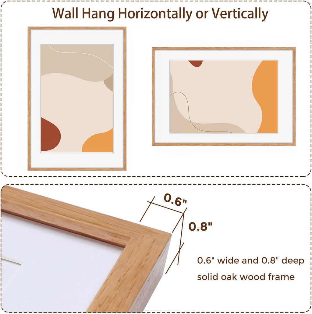 20x30 Picture Frame, Rustic Wood 20 x 30 Poster Frames for Wall, Oak Wood Picture Frames 20 by 30 with Real Glass, 20x30 Frame Matted for 16x24, Large Wooden Photo Frame 20x30 Inch, Oak Color, 1 Pack