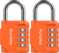 Puroma 2 Pack Combination Lock for Locker 4 Digit Outdoor Waterproof Padlock for School, Gym, Sports, Fence, Toolbox, Gate, Case, Outdoor, Hasp Storage, Cabinets (Orange)