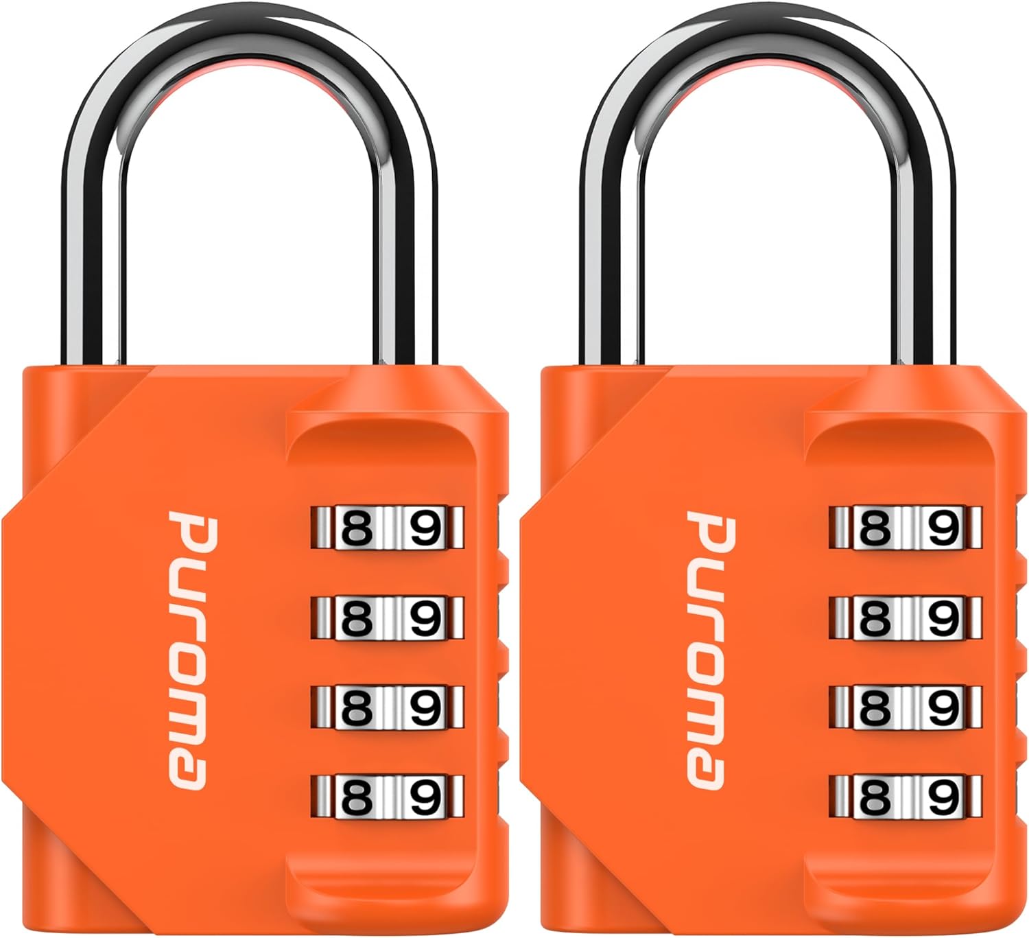 Puroma 2 Pack Combination Lock for Locker 4 Digit Outdoor Waterproof Padlock for School, Gym, Sports, Fence, Toolbox, Gate, Case, Outdoor, Hasp Storage, Cabinets (Orange)