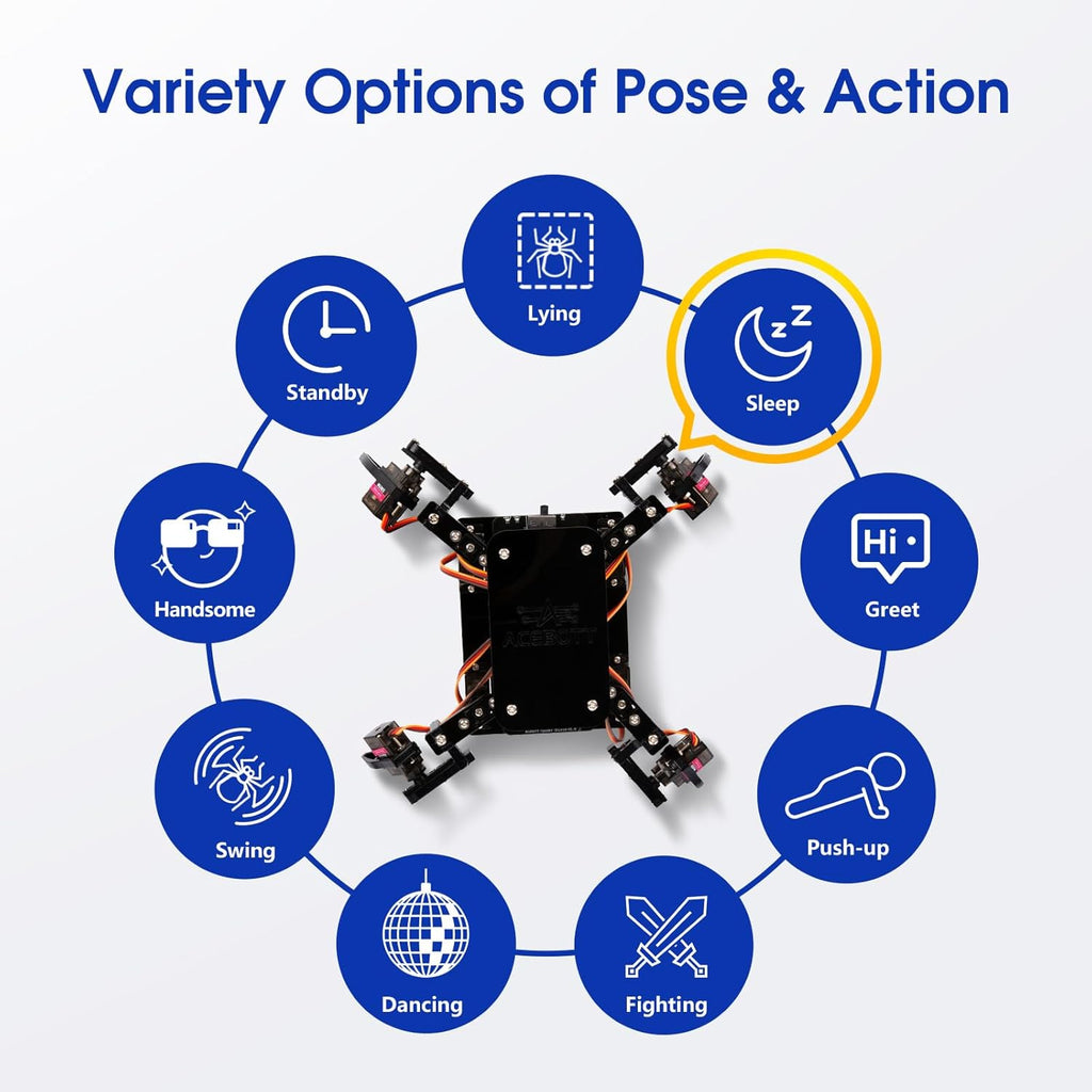 ACEBOTT STEM Robotics Science Kits for Adults, ESP8266 Spider Robot Building Kit, App Remote Control, Walking Crawling Fun Educational Toy for 12 + Year Old Boys, Girls, Teens, Adults Unique Gifts