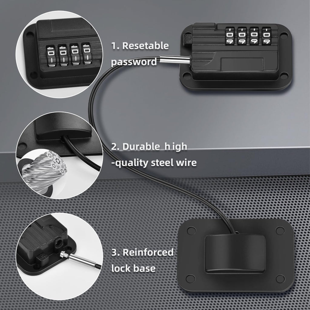 Upgraded Combination Fridge Lock for Child Safety, Keyless Refrigerator & Freezer Lock with Code for Kids, Black