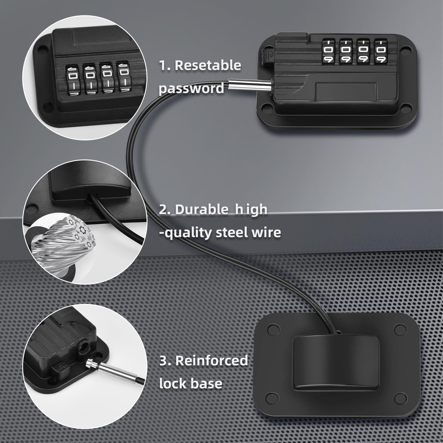 Upgraded Combination Fridge Lock for Child Safety, Keyless Refrigerator & Freezer Lock with Code for Kids, Black
